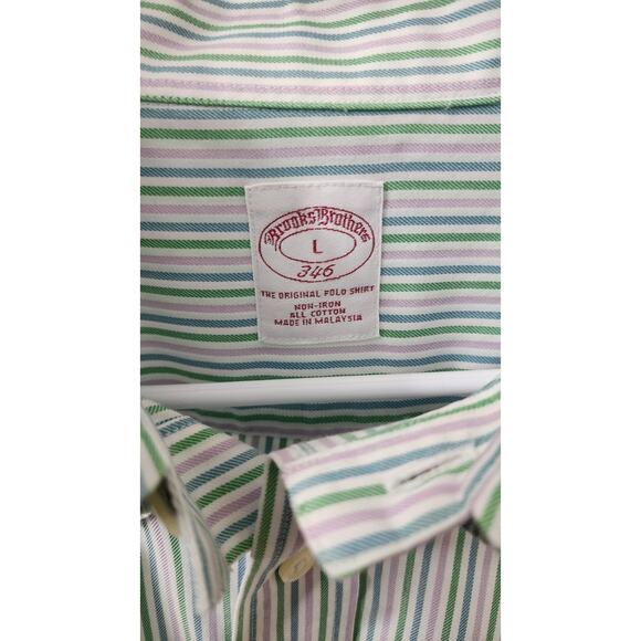 Brooks Brothers Size L Striped 346 LS Shirt Non Iron Button Down - Picture 2 of 6